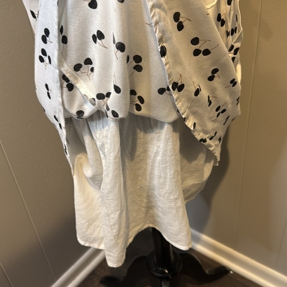 Villa Clothes Women’s 38 Midi Dress Waist Tie Cherries Deep V Wrap Chest - Picture 5 of 10